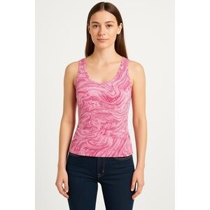 NO BOUNDARIES Pink Swirl Pattern‎ Sleeveless Scoop Neck Tank Top Extra Small